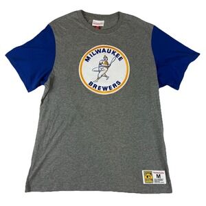 Milwaukee Brewers Mitchell‎ & Ness Size Medium Short Short Sleeve Stitched Logo
